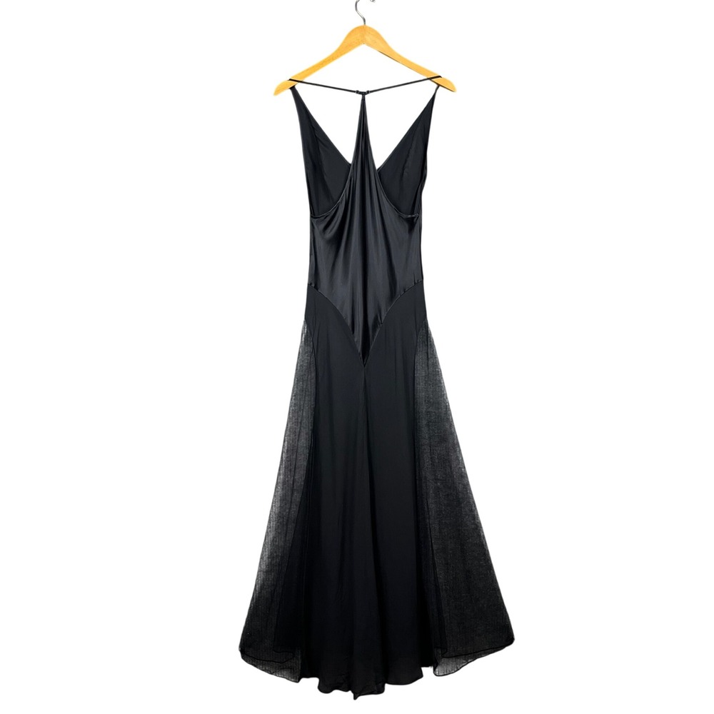 Y2K Victorias Secret Nightgown Womens M Silk Tulle Inset Maxi Slip Dress NEW